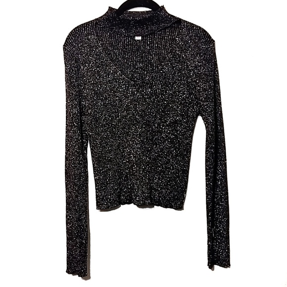 Xhilaration Tops - Xhilaration | Sparkly Cut Out Mock Neck Top